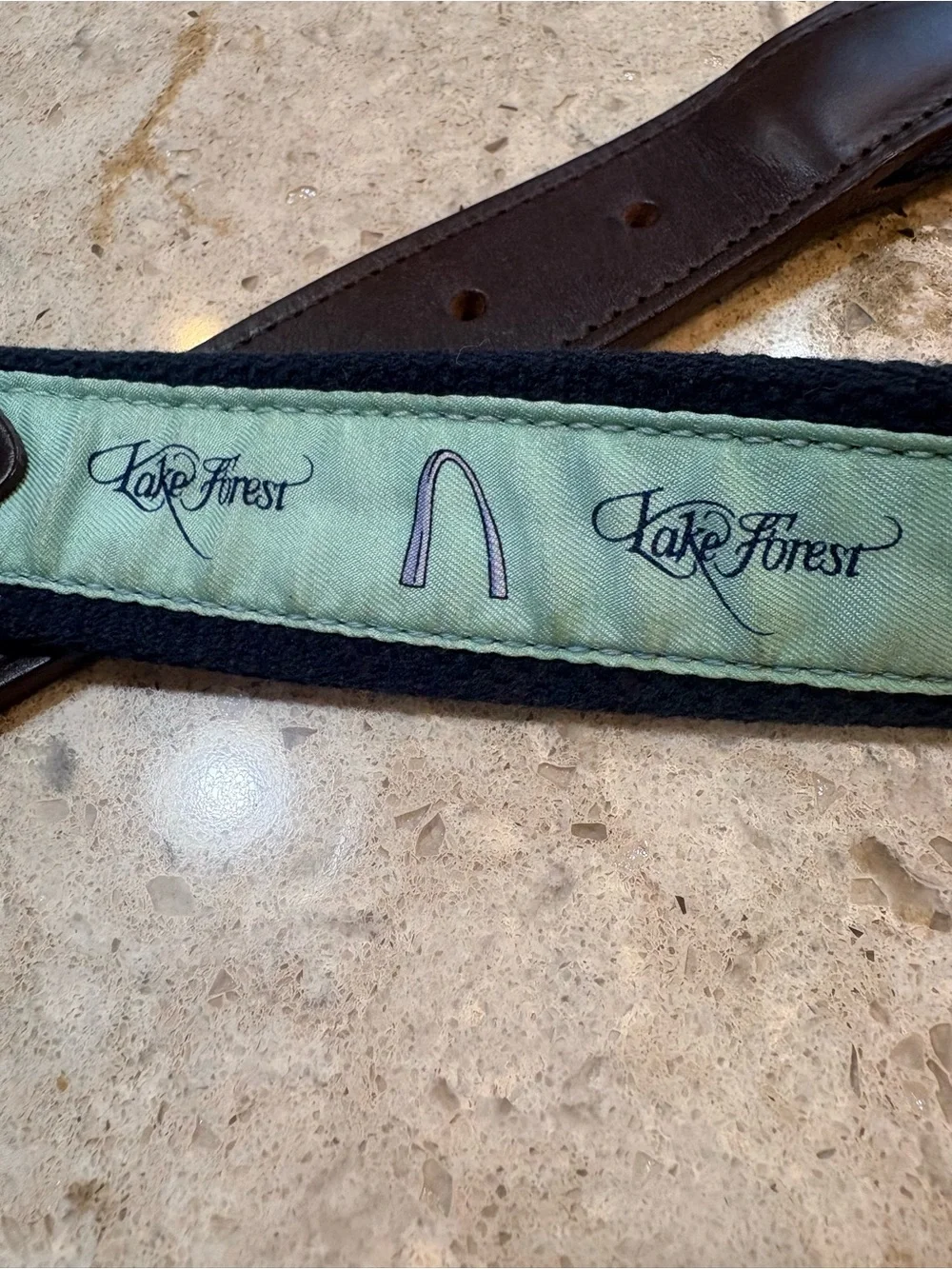 Vineyard Vines Men’s Mint Green Printed Belt with Dark Leather Trim